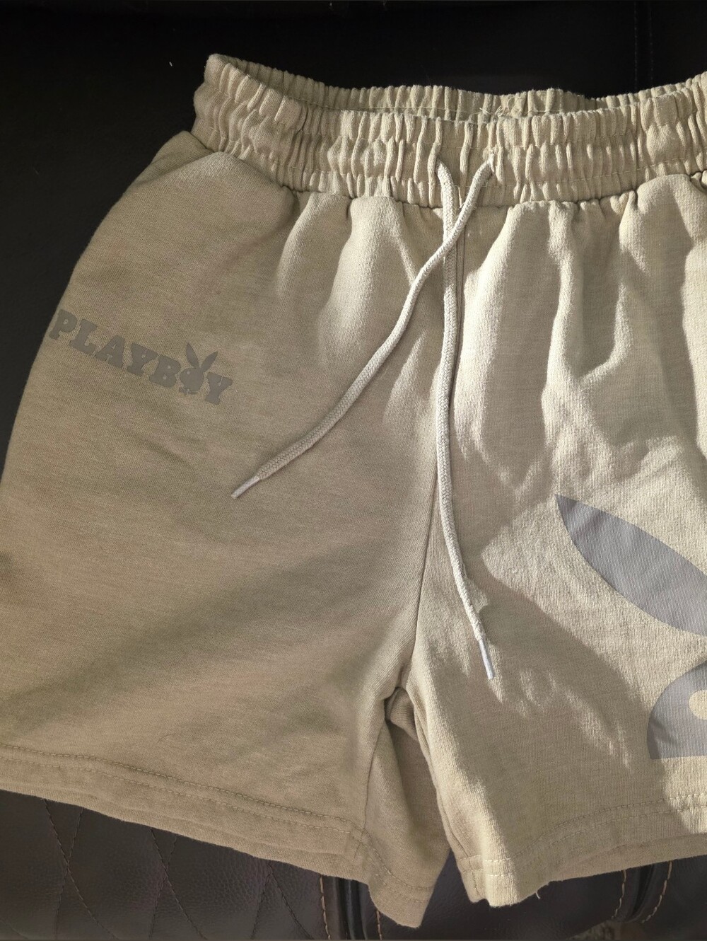 PLAYBOY Beige Elastic Waist Athletic Shorts with Logo